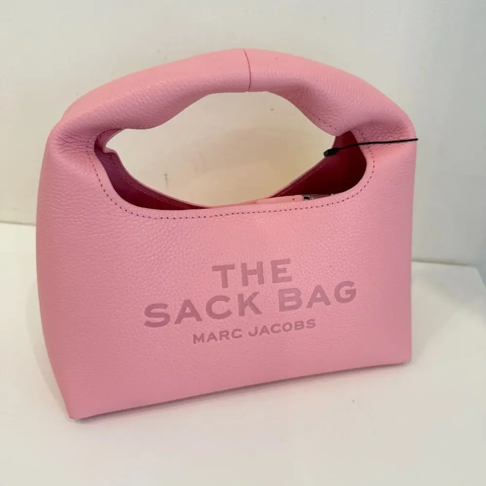 Marc Jacobs Women's Ribbon Pink The Mini Sack Leather Top Handle Bag Authentic - Picture 2 of 16